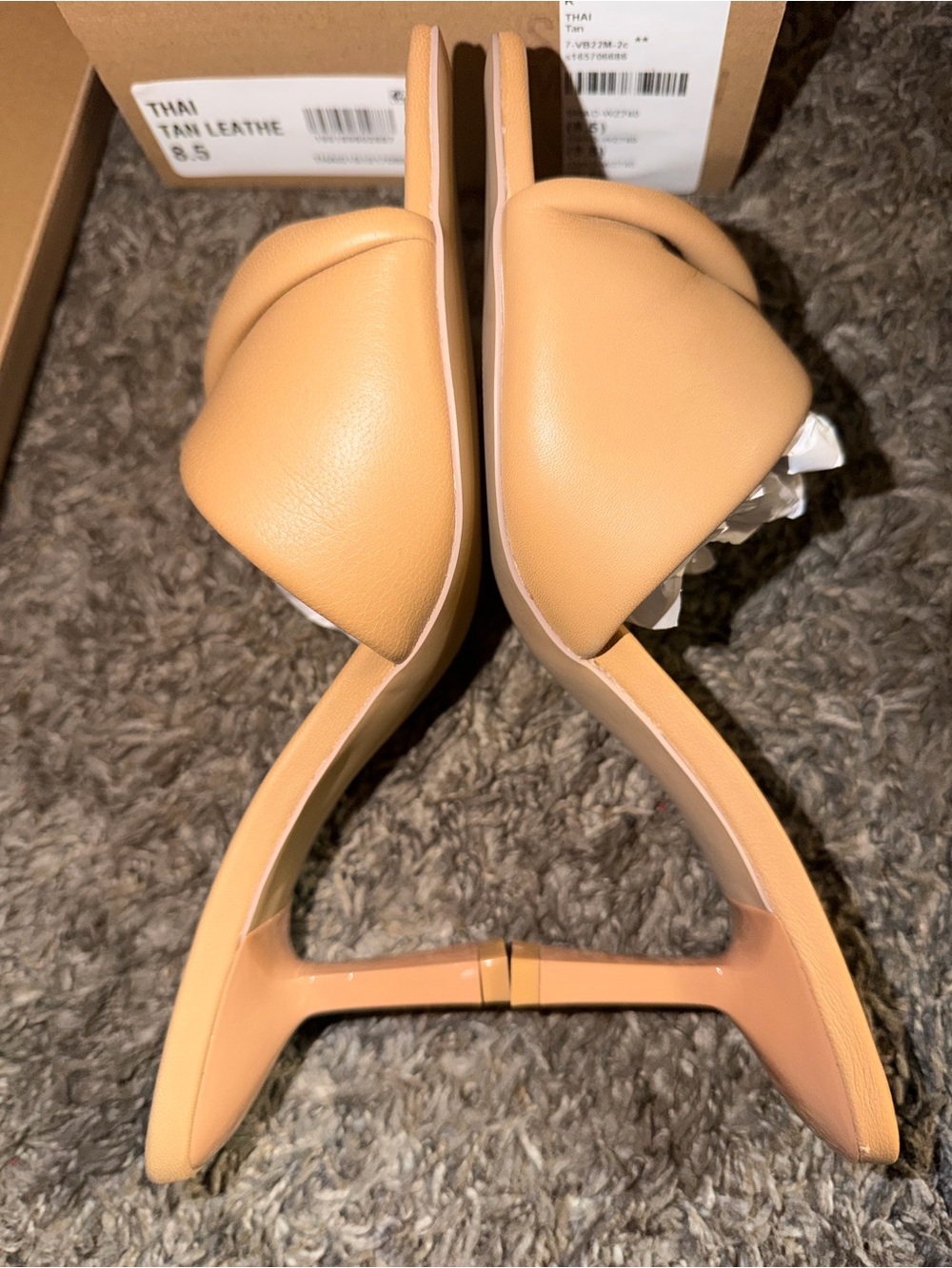 Tan Steve Madden “Thai” Padded Square Toe Leather Kitten Heels - Picture 4 of 6